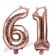 Zahlen-Luftballons aus Folie, Zahl 61 zum 61. Geburtstag und Jubiläum, Rosegold, 35 cm