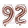 Zahlen-Luftballons aus Folie, Zahl 92 zum 92.Geburtstag und Jubiläum, Rosegold, 35 cm