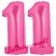 Zahl 11 Pink, Luftballons aus Folie zum 11. Geburtstag, 100 cm, inklusive Helium