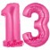 Zahl 13 Pink, Luftballons aus Folie zum 13. Geburtstag, 100 cm, inklusive Helium