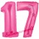 Zahl 17 Pink, Luftballons aus Folie zum 17. Geburtstag, 100 cm, inklusive Helium