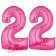 Zahl 22 Pink, Luftballons aus Folie zum 22. Geburtstag, 100 cm, inklusive Helium