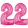 Zahl 22 Pink, Luftballons aus Folie zum 22. Geburtstag, 100 cm, inklusive Helium