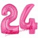 Zahl 24 Pink, Luftballons aus Folie zum 24. Geburtstag, 100 cm, inklusive Helium