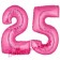 Zahl 25 Pink, Luftballons aus Folie zum 25. Geburtstag, 100 cm, inklusive Helium