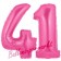 Zahl 41, Pink, Luftballons aus Folie zum 41. Geburtstag, 100 cm, inklusive Helium