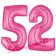 Zahl 52, Pink, Luftballons aus Folie zum 52. Geburtstag, 100 cm, inklusive Helium