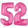 Zahl 52, Pink, Luftballons aus Folie zum 52. Geburtstag, 100 cm, inklusive Helium