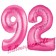 Zahl 92, Pink, Luftballons aus Folie zum 92. Geburtstag, 100 cm, inklusive Helium
