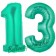 Zahl 13, Aquamarin, Luftballons aus Folie zum 13. Geburtstag, 100 cm, inklusive Helium