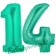 Zahl 14, Aquamarin, Luftballons aus Folie zum 14. Geburtstag, 100 cm, inklusive Helium