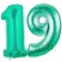 Zahl 19, Aquamarin, Luftballons aus Folie zum 19. Geburtstag, 100 cm, inklusive Helium