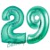 Zahl 29, Aquamarin, Luftballons aus Folie zum 29. Geburtstag, 100 cm, inklusive Helium