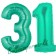 Zahl 31, Aquamarin, Luftballons aus Folie zum 31. Geburtstag, 100 cm, inklusive Helium