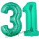 Zahl 31, Aquamarin, Luftballons aus Folie zum 31. Geburtstag, 100 cm, inklusive Helium