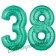 Zahl 38, Aquamarin, Luftballons aus Folie zum 38. Geburtstag, 100 cm, inklusive Helium