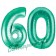 Zahl 60, Aquamarin, Luftballons aus Folie zum 60. Geburtstag