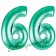 Zahl 66Aquamarin, Luftballons aus Folie zum 66. Geburtstag, 100 cm, inklusive Helium
