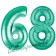Zahl 68 Aquamarin, Luftballons aus Folie zum 68. Geburtstag, 100 cm, inklusive Helium
