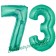 Zahl 73 Aquamarin, Luftballons aus Folie zum 73. Geburtstag, 100 cm, inklusive Helium