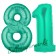 Zahl 81 Aquamarin, Luftballons aus Folie zum 81 . Geburtstag, 100 cm, inklusive Helium