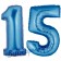 Zahl 15 Blau, Luftballons aus Folie zum 15. Geburtstag, 100 cm, inklusive Helium