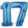 Zahl 17 Blau, Luftballons aus Folie zum 17. Geburtstag, 100 cm, inklusive Helium