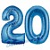 Zahl 20 Blau, Luftballons aus Folie zum 20. Geburtstag, 100 cm, inklusive Helium