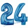 Zahl 24 Blau, Luftballons aus Folie zum 24. Geburtstag, 100 cm, inklusive Helium