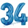 Zahl 34, Blau, Luftballons aus Folie zum 34. Geburtstag, 100 cm, inklusive Helium