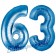 Zahl 63, Blau, Luftballons aus Folie zum 63. Geburtstag, 100 cm, inklusive Helium