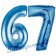 Zahl 67, Blau, Luftballons aus Folie zum 67. Geburtstag, 100 cm, inklusive Helium