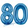 Zahl 80, Blau, Luftballons aus Folie zum 80. Geburtstag
