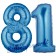 Zahl 81 Blau, Luftballons aus Folie zum 81. Geburtstag, 100 cm, inklusive Helium