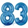 Zahl 83 Blau, Luftballons aus Folie zum 83. Geburtstag, 100 cm, inklusive Helium