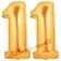 Zahl 11 Gold, Luftballons aus Folie zum 11. Geburtstag, 100 cm, inklusive Helium
