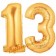 Zahl 13 Gold, Luftballons aus Folie zum 13 Geburtstag, 100 cm, inklusive Helium