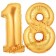 Zahl 18, Gold, Luftballons aus Folie zum 18. Geburtstag, 100 cm, inklusive Helium