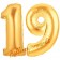 Zahl 19 Gold, Luftballons aus Folie zum 19. Geburtstag, 100 cm, inklusive Helium