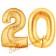 Zahl 20 Gold, Luftballons aus Folie zum 20. Geburtstag, 100 cm, inklusive Helium