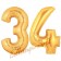 Zahl 34, Gold, Luftballons aus Folie zum 34. Geburtstag, 100 cm, inklusive Helium