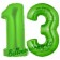 Zahl 13 Grün, Luftballons aus Folie zum 13. Geburtstag, 100 cm, inklusive Helium