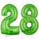Zahl 28 Grün, Luftballons aus Folie zum 28. Geburtstag, 100 cm, inklusive Helium