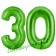 Zahl 30 Grün, Luftballons aus Folie zum 30. Geburtstag, 100 cm, inklusive Helium