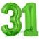 Zahl 31 Grün, Luftballons aus Folie zum 31. Geburtstag, 100 cm, inklusive Helium