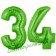 Zahl 34 Grün, Luftballons aus Folie zum 34. Geburtstag, 100 cm, inklusive Helium
