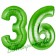 Zahl 36 Grün, Luftballons aus Folie zum 36. Geburtstag, 100 cm, inklusive Helium