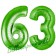 Zahl 63, Grün, Luftballons aus Folie zum 63. Geburtstag, 100 cm, inklusive Helium