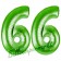 Zahl 66, Grün, Luftballons aus Folie zum 66. Geburtstag, 100 cm, inklusive Helium