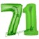 Zahl 71, Grün, Luftballons aus Folie zum 71. Geburtstag, 100 cm, inklusive Helium